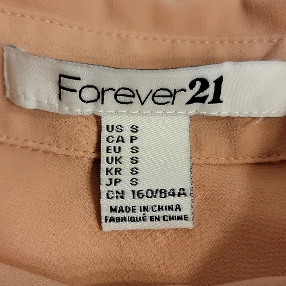 Forever 21 Blush Colored Button-up Sheer Blouse Size Small - Picture 6 of 11